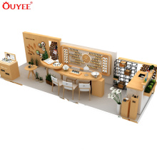 Wooden Mall Nail Kiosk Counter Table Cosmetic Store Shelf Nail Bar Furniture For Sale